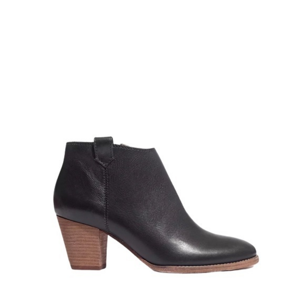 Madewell The Billie Black Leather Block Heel Ankle‎ Boots Size 9